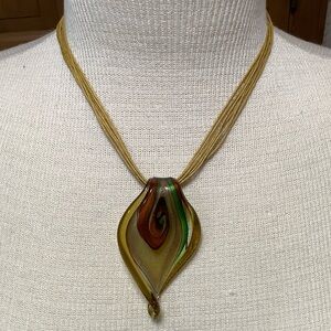 3 Multicolor Glass Pendant Necklace Set